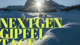 Bergkulisse mit Text NextGen Gipfeltage